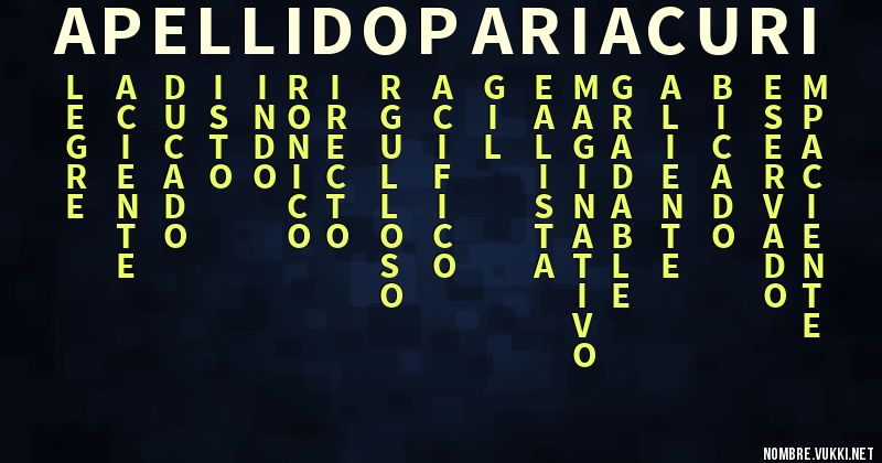 Acróstico apellido pariacuri
